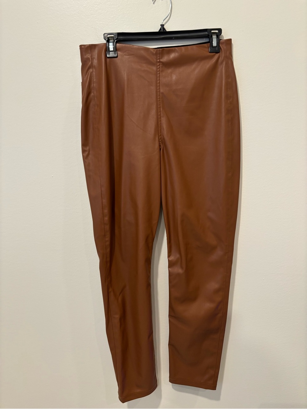 Brown Faux Leather Slim Pants